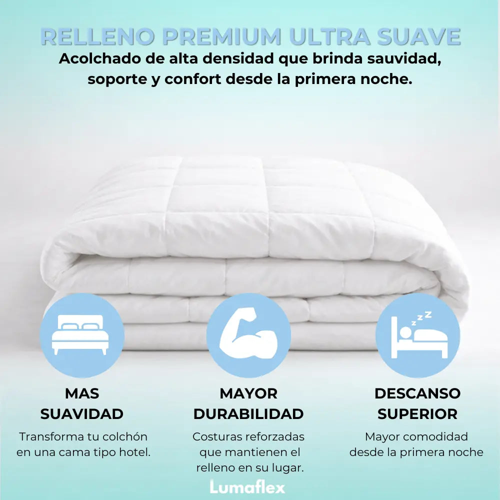 CUBRECOLCHON DELUXE CALIDAD HOTEL | PROTECTOR Y EXTRA SUAVE