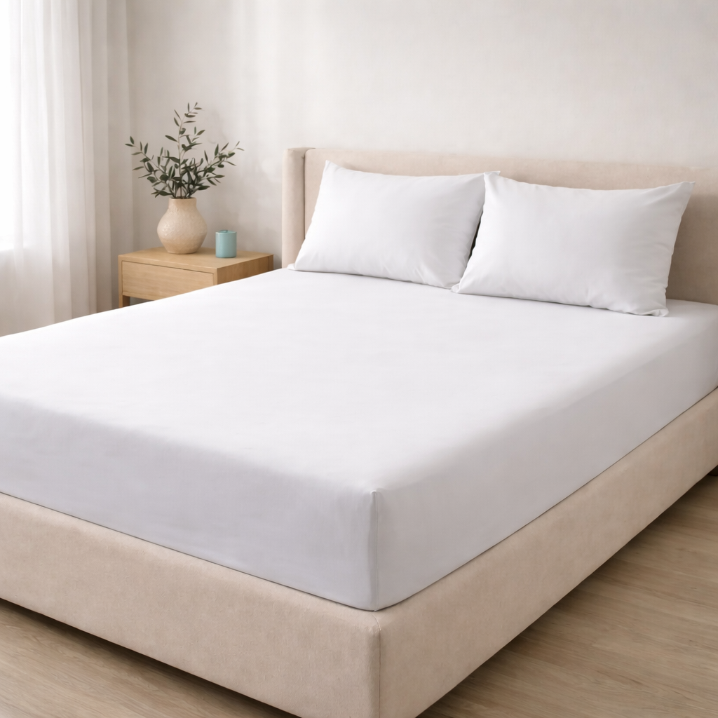 SABANA AJUSTABLE + FUNDA DE ALMOHADA 144 HILOS FIBRA INTIMA