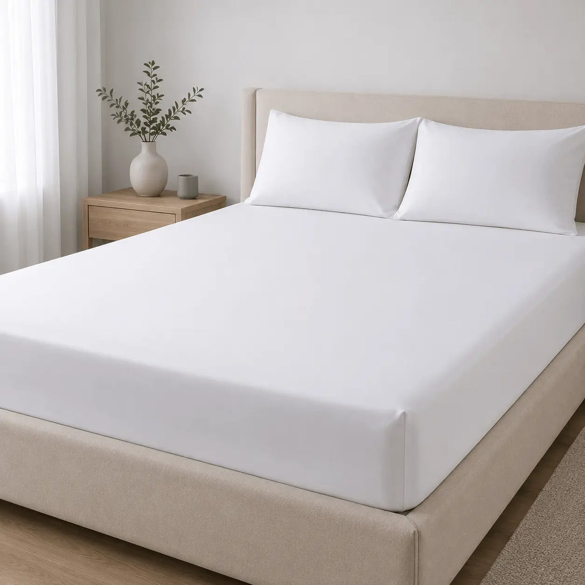 SABANA AJUSTABLE + FUNDA DE ALMOHADA 144 HILOS FIBRA INTIMA