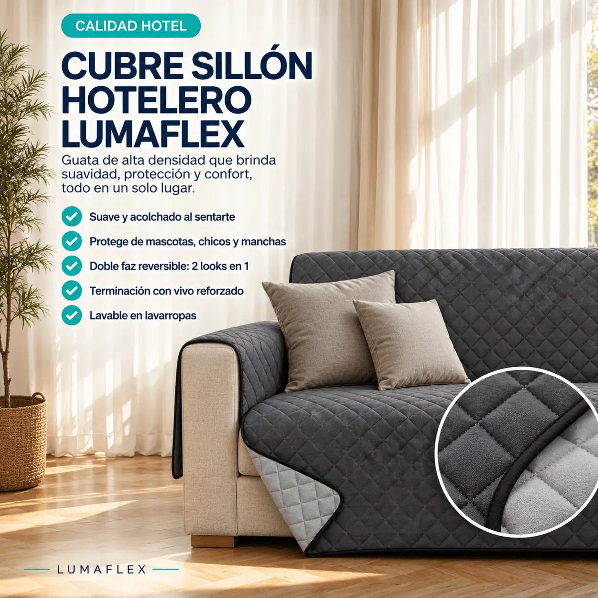 CUBRESILLON MATELASEADO LUMAFLEX™️ - CALIDAD HOTEL