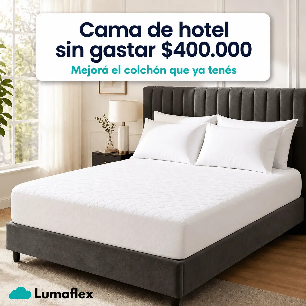 PACK 3X1 CALIDAD HOTEL LUMAFLEX™️ - CUBRECOLCHON DELUXE + 2 FUNDAS DE ALMOHADAS