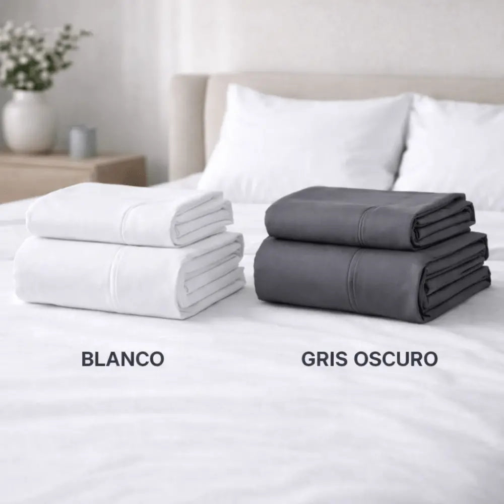 SABANA AJUSTABLE + FUNDA DE ALMOHADA 144 HILOS FIBRA INTIMA